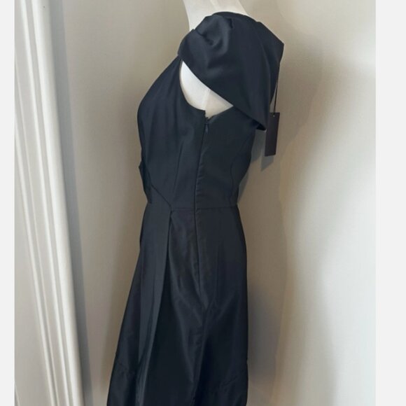 2006 PRADA Black Cocktail Dress Wool/Linen Blend Size 42 Cream Silk Lining $2285 - Picture 4 of 8